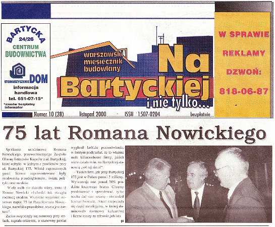 Artyku 75 lat Romana Nowickiego