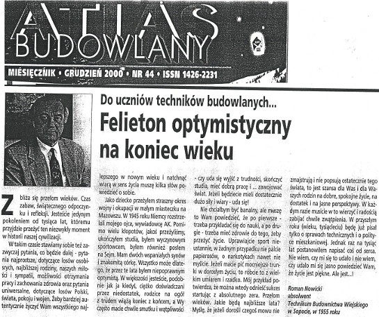 Art. Felieton Optymistyczny na koniec wieku