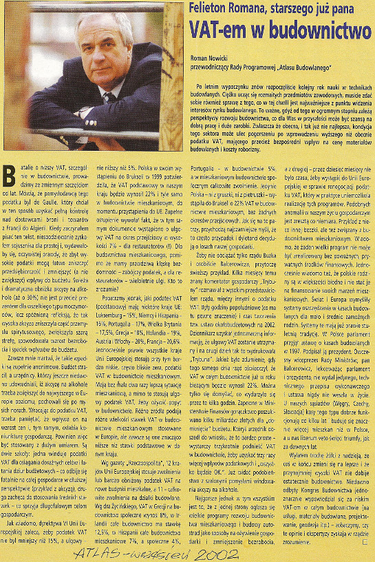 Art. Felieton VAT-em w budownictwo