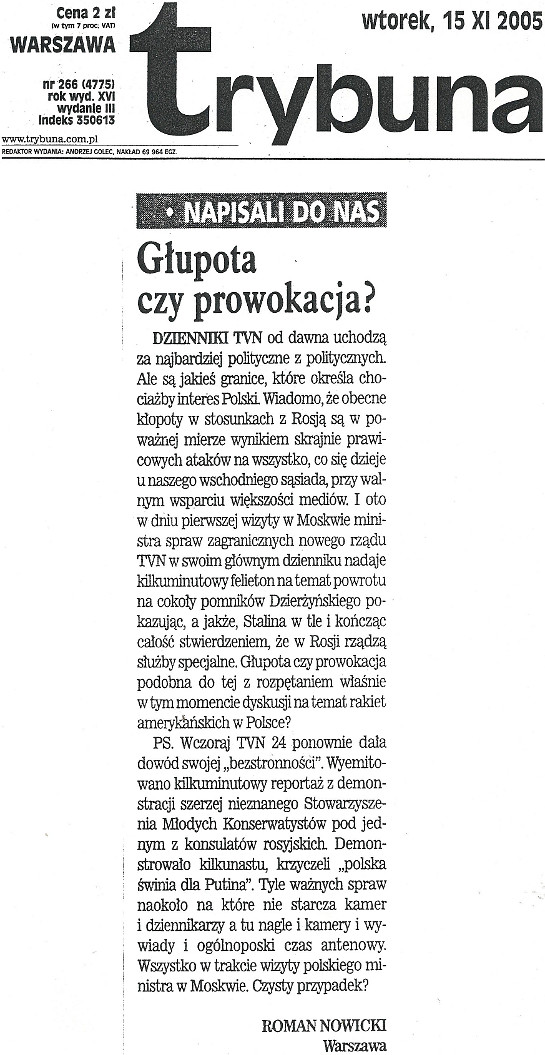 Art. G�upota czy prowakacja