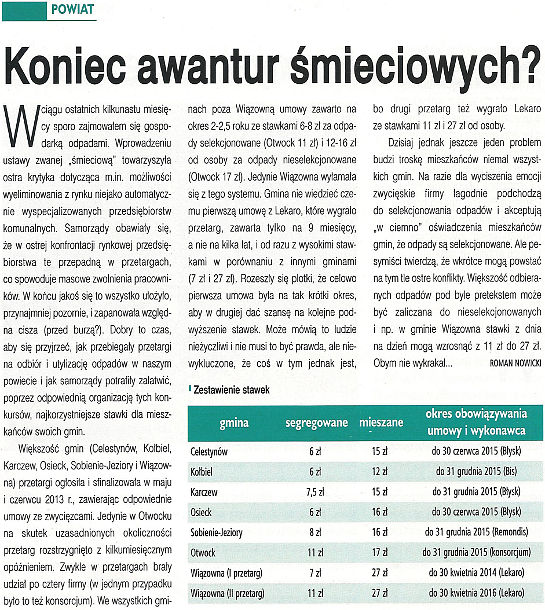 Artyku� Koniec awantur �mieciowych