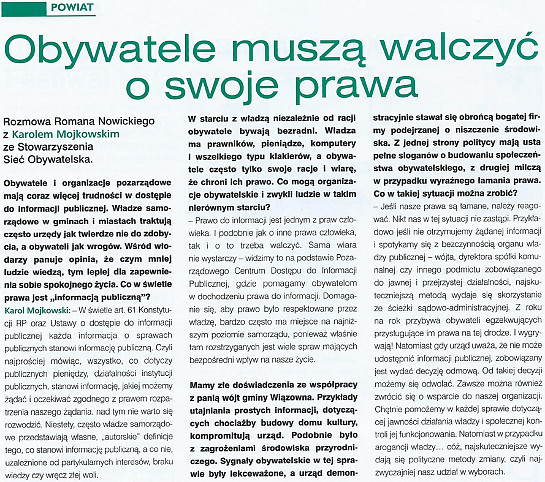 Artyku� Obywatele musz� walczy� o swoje prawa 1