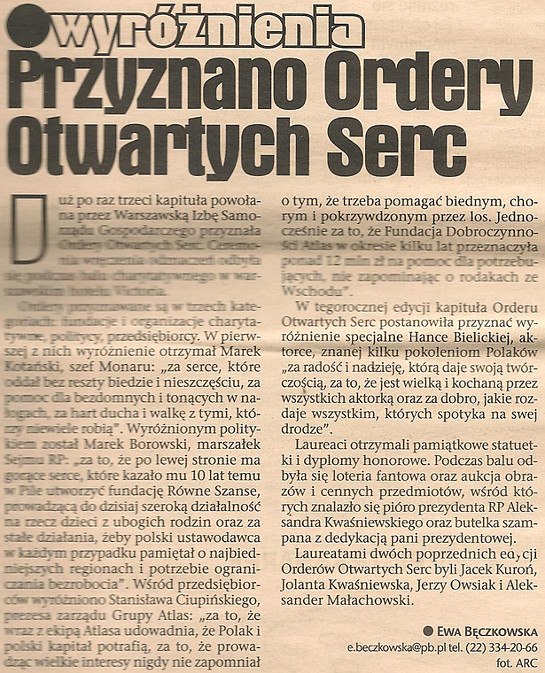 Art. Puls Biznesu Ordery Otwartych Serc