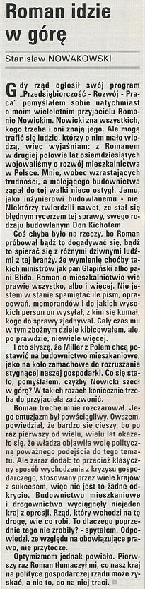 Artyku� Roman idzie w g�r�