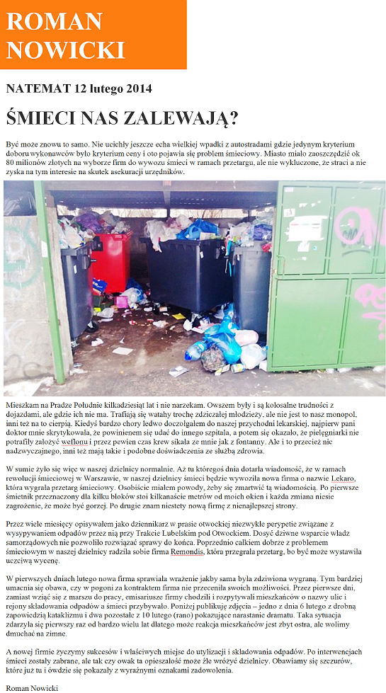 �mieci w Warszawie nas zalewaj�?