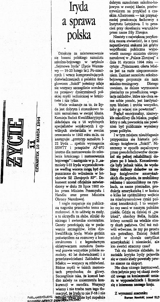 Artyku� Iryda a Polska