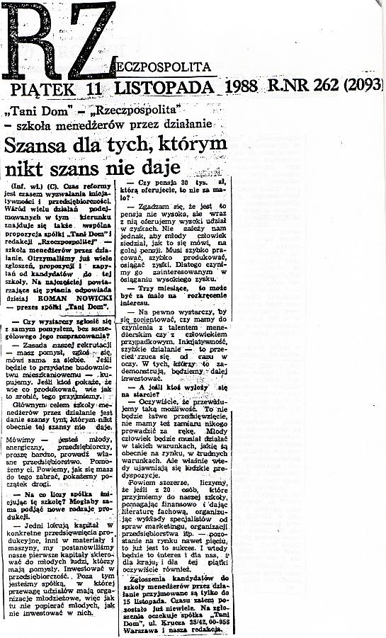 Artyku� Szansa dla tych